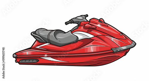 Sleek red personal watercraft with gray accents and white highlights