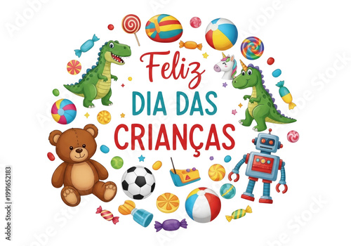 A colorful children's day celebration graphic isolated on transparent background, PNG