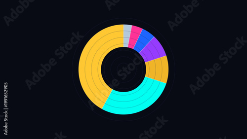 Radial infographic chart showing a diverse cryptocurrency investment portfolio and digital asset distribution in a modern vector style