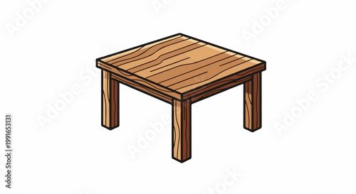 Simple wooden table with textured top and four legs