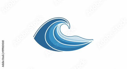 Stylized blue wave with white outline and inner highlights