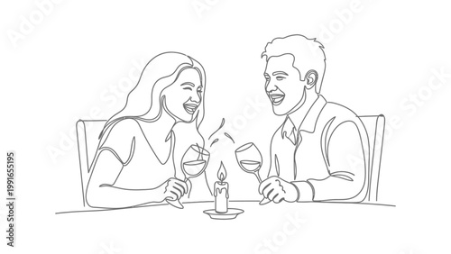 Couple enjoying a romantic dinner date.