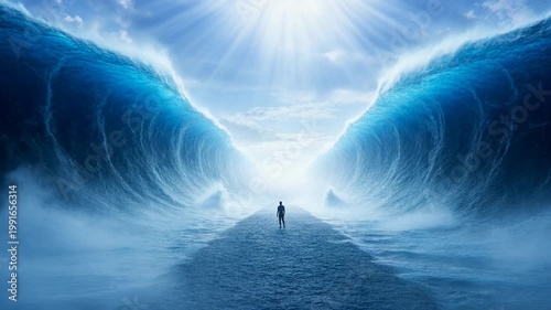 The parting of the Red Sea, a miraculous journey inspired by Moses, a testament to faith and divine intervention