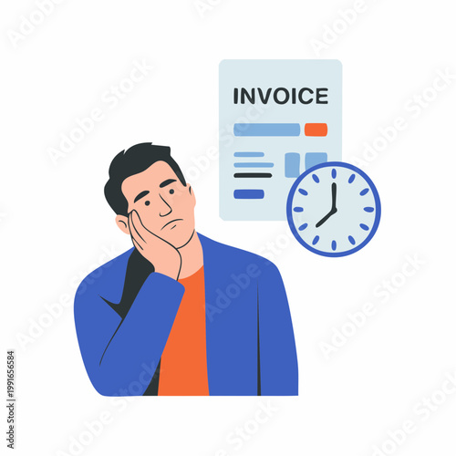 Late Payment Problem in Small Business Flat Vector Illustration