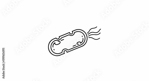 Simple line drawing of a single bacterium with flagella