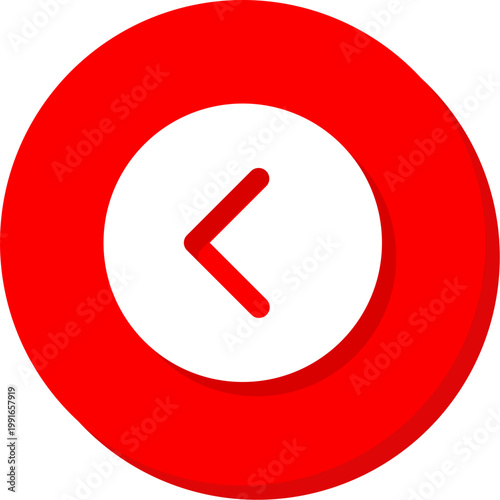 Small red chevron back arrow within a white circular frame for subtle navigation