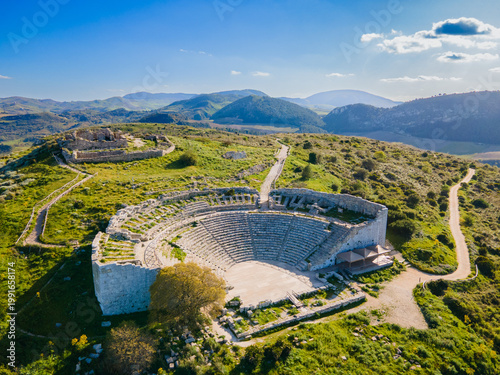 Принти на полотні The Greek Theater of Segesta aerial panoramic view