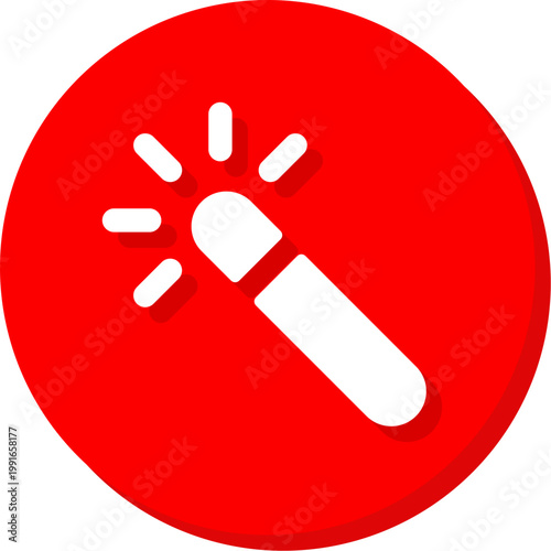 White magic wand tool icon on red round button for automatic selection and editing