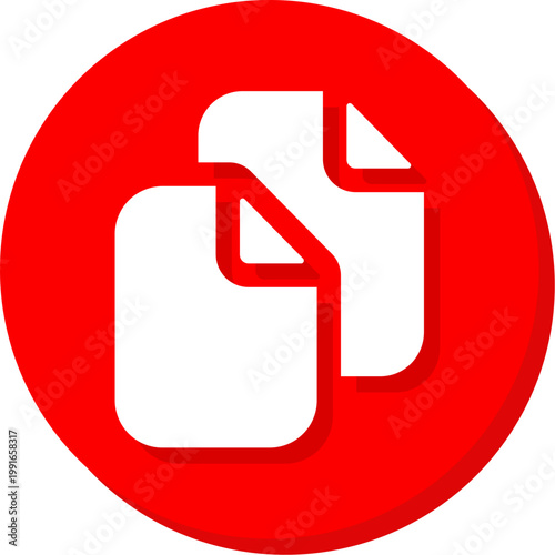 Foto White stacked document icons on red circle with shadow for managing multiple fil