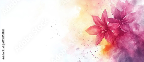 Red flowers in a watercolor painting