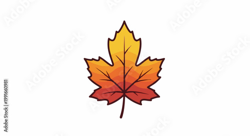Stylized autumn leaf with gradient colors of red, orange, and yellow