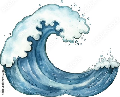 Large Ocean Wave with White Foam.