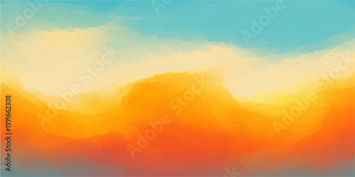 A vibrant summer sunset paints the horizon in bright shades of red and orange as the sun glows through a dramatic cloudscape in the blue evening atmosphere