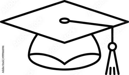 Simple graduation cap icon design isolated for educational achievement celebration