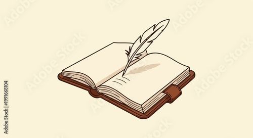 An open book with a quill pen poised to write on its pages