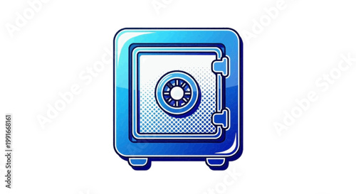 Vector illustration of blue metal safe icon on a transparent background
