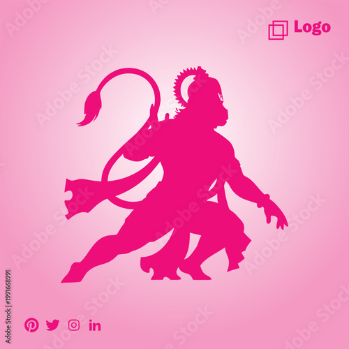 Hanuman Jayanti Poster, Hindu God Hanuman Illustration for Festival Greeting