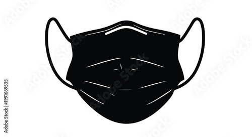  Silhouette of a medical face mask for protection and healthcare.