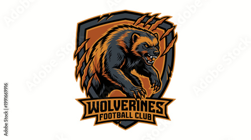 Wolverines Football Club Logo - Fierce Animal Emblem Design for Sports Teams