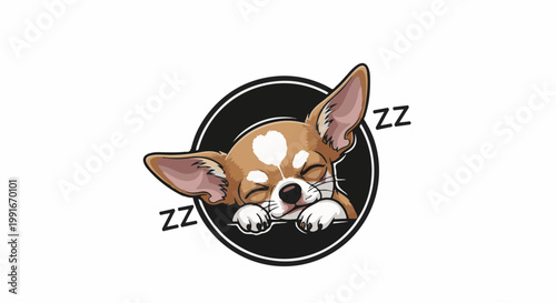 Adorable cartoon chihuahua puppy sleeping peacefully with 