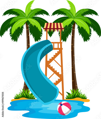 Colorful Water Park Pool Slides Aqua Attractions