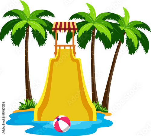 Colorful Water Park Pool Slides Aqua Attractions