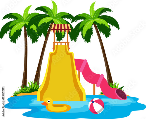 Colorful Water Park Pool Slides Aqua Attractions