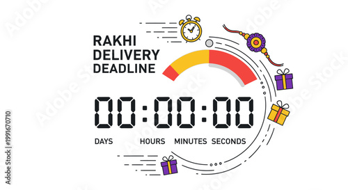 Rakhi Delivery Countdown Timer Graphic Design.