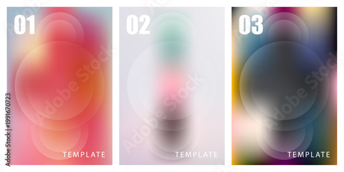 Set of abstract blurred backgrounds with vibrant color transitions