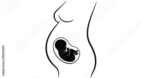 Silhouette of a pregnant woman with fetus for maternity and healthcare.