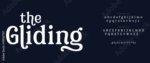 A stylish typography design featuring the Gliding font with alphabet letters on a dark background