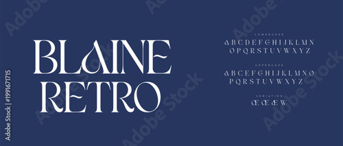 A stylish typography design featuring the Blaine Retro font on a dark blue background