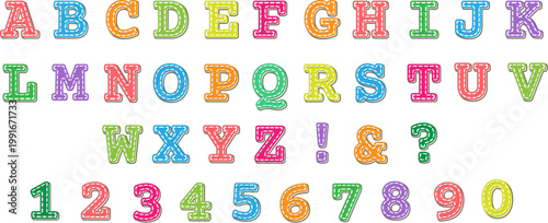 Hand drawn letters with stitches