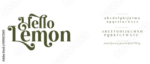 A stylized typography design featuring the phrase Hello Lemon in green on a white background