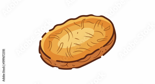 Cartoon-style illustration of a golden-brown hash brown patty