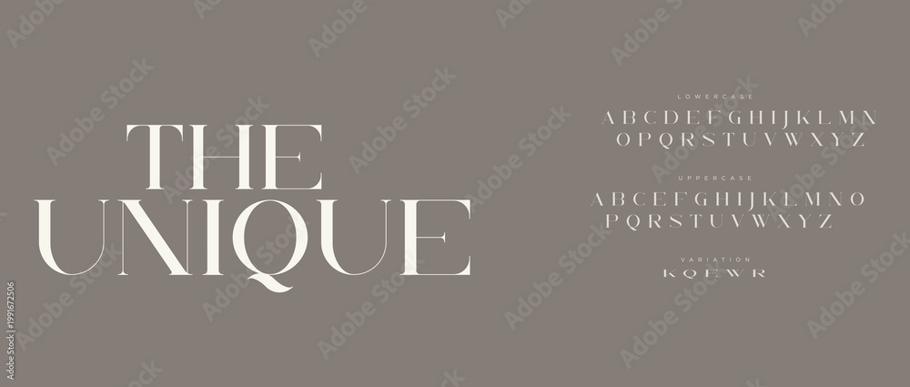 Fototapeta premium A modern typography design with the words 'The Unique' in large white letters on a brown background