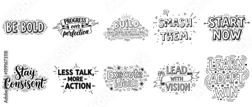 Inspirational motivational quotes with decorative typography for success