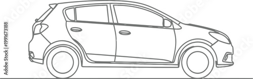 Simple line drawing of a compact car