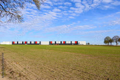 A modern logistics complex offering warehouse space in northern Poland.