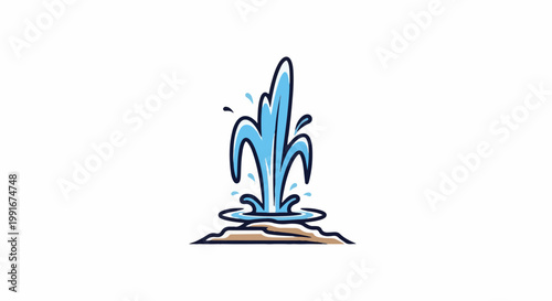 Cartoon geyser erupting from rocky ground