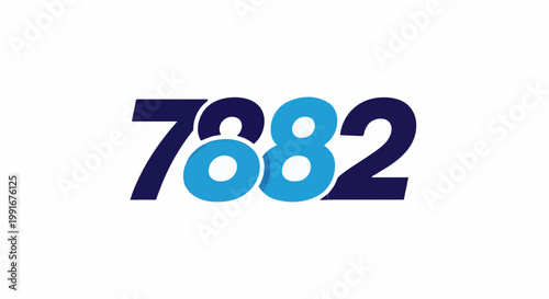 Bold dark blue and bright blue numbers overlap on white background