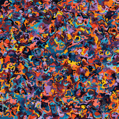 Colorful Abstract Texture with Fluid, Organic Shapes and Layered Patterns. Pink, Purple, Blue, Red, and Yellow Tones Color Marbled, Psychedelic Background Design Vector. Ideal for Modern Art, Creative