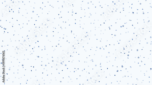 Seamless blue star confetti pattern on light gray background with tiny scattered celestial shapes for nursery textile fabric wallpaper design decor for playful room decor