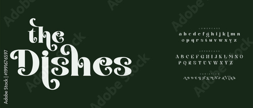 A stylish typography design featuring the alphabet on a dark background