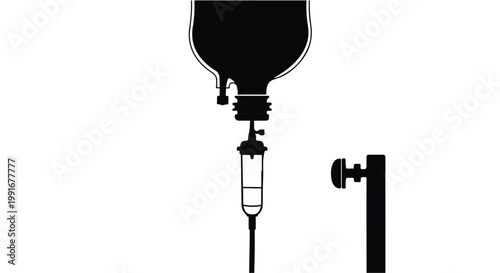 Silhouette of a medical IV drip bag for intravenous therapy and healthcare.