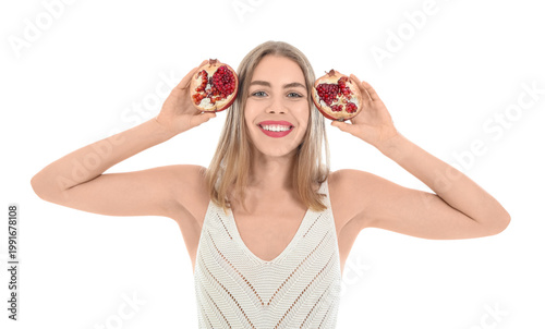 Young woman with pomegranat...