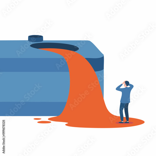 Cash Flow Problem and Financial Imbalance Concept Flat Vector Illustration