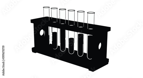 Laboratory test tube rack with glass tubes science equipment for chemistry experiments in medical research laboratory setting