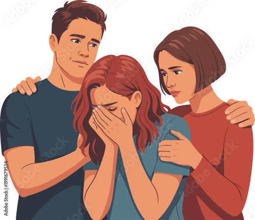 Φωτογραφία orang tua mentenangkan anak nya yang bersedih