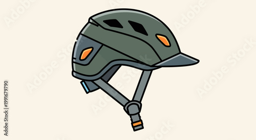 Green bicycle helmet with orange vents.